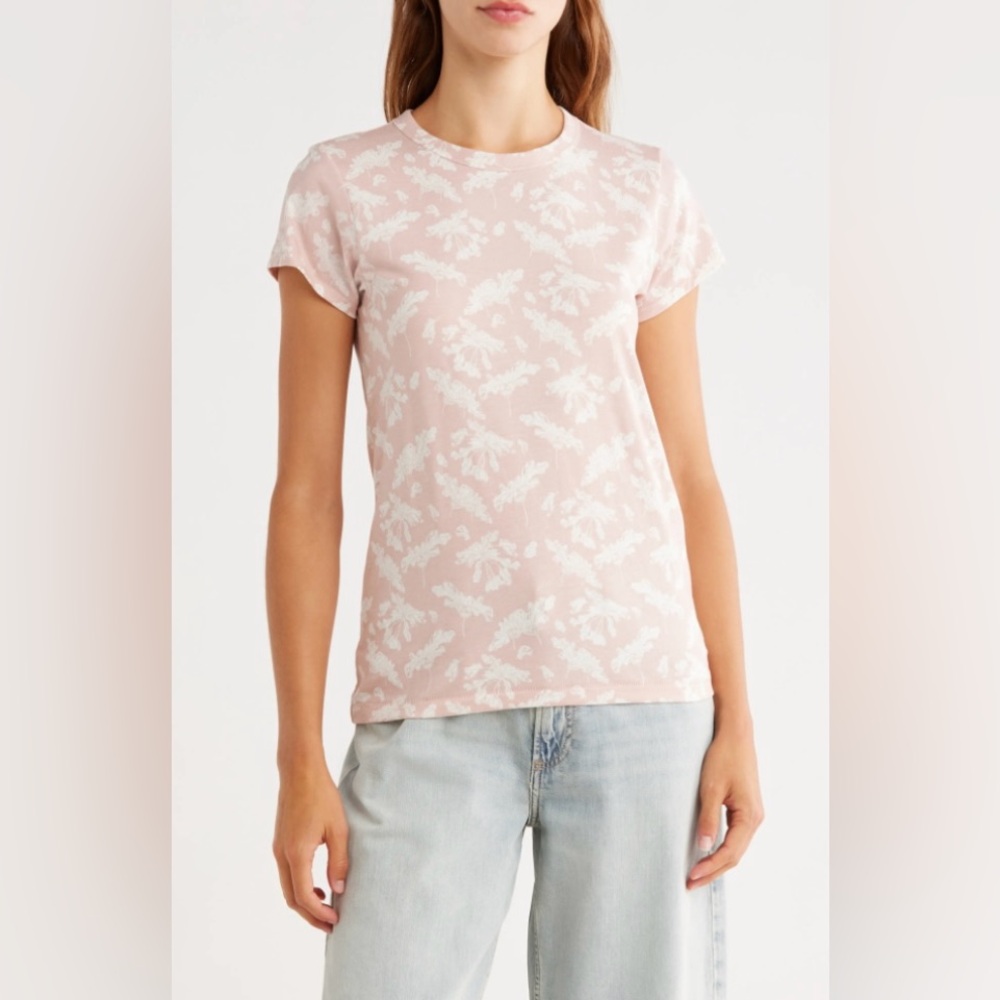 Rag & Bone Summer Leaf Pink Multi Short Sleeve Women’s Tee Size XS NWT